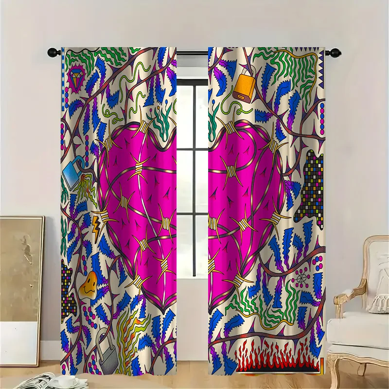 2pcs Art Deco Heart Curtains, Pink Metallic Sheer Light Filtering, Dramatic Botanical Motif for Statement Wall Decor
2pcs Art Deco Heart Curtains, Pink Metallic Sheer Light Filtering, Dramatic Botanical Motif for Statement Wall Decor