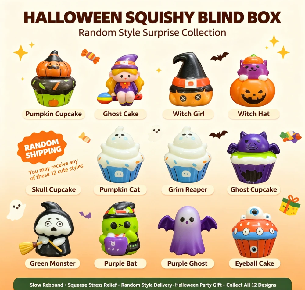Halloween slow-bouncing soft toy eggshell gift box, cute stress-relieving squeeze toy, randomly dispatched as party collection gift, suitable for children
Halloween slow-bouncing soft toy eggshell gift box, cute stress-relieving squeeze toy, randomly dispatched as party collection gift, suitable for children