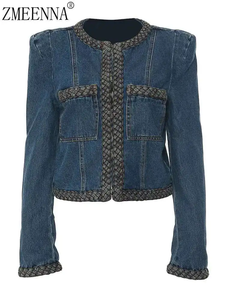 ZMEENNA 2024 Autumn Fashion Female New Y2k Clothing Round Collar Long Sleeve Denim Blue Single Breasted Coats For Women ZM100
ZMEENNA 2024 Autumn Fashion Female New Y2k Clothing Round Collar Long Sleeve Denim Blue Single Breasted Coats For Women ZM100