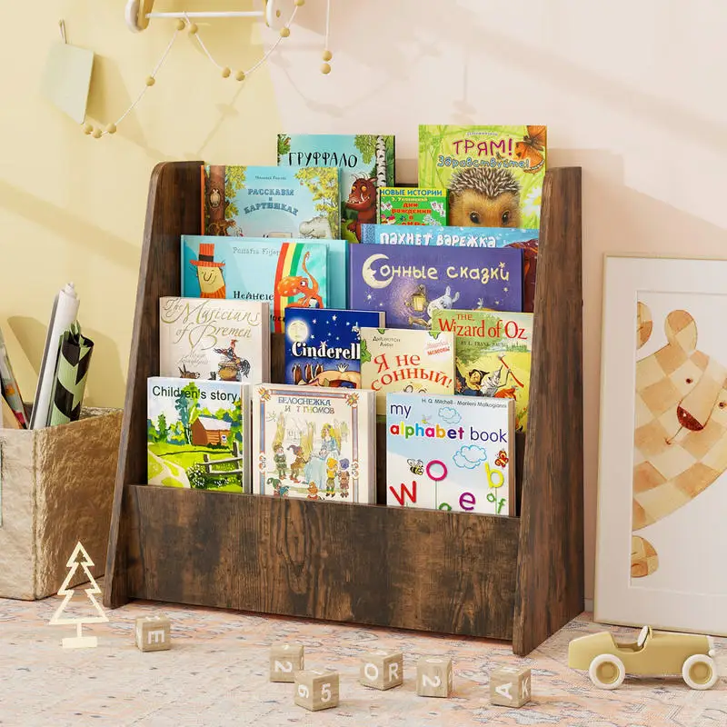 4-Tier Kids Bookshelf with Deep Compartments for Bedroom-Rustic brown
4-Tier Kids Bookshelf with Deep Compartments for Bedroom-Rustic brown
