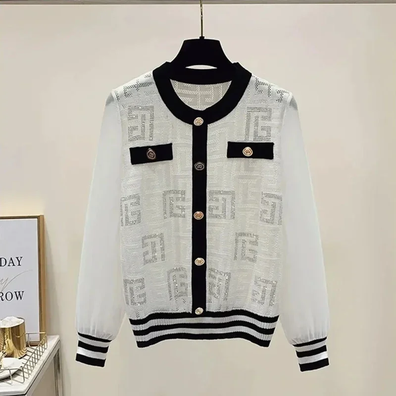 Hot Drilling Long-Sleeved Sweater Top Female 2024 Spring Autumn New Women's Round Neck Cute Cardigan Jacket Single-Breasted Coat
Hot Drilling Long-Sleeved Sweater Top Female 2024 Spring Autumn New Women's Round Neck Cute Cardigan Jacket Single-Breasted Coat