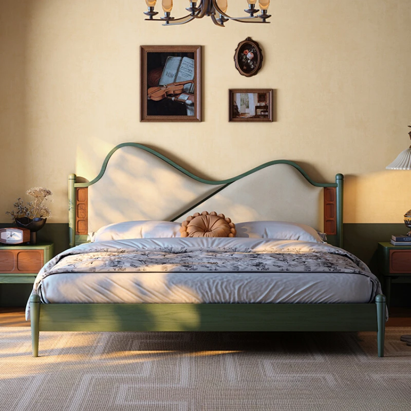 Solid wood French medieval fabric original design medieval style 1.8m master bedroom retro double cloth bed
Solid wood French medieval fabric original design medieval style 1.8m master bedroom retro double cloth bed