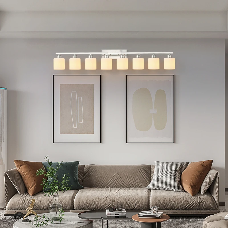 8-Light Bathroom Light Fixtures, 52inch Nickel Vanity Light with Milky White Glass Shade, Modern Bathroom Wall Lights Over Mi
8-Light Bathroom Light Fixtures, 52inch Nickel Vanity Light with Milky White Glass Shade, Modern Bathroom Wall Lights Over Mi