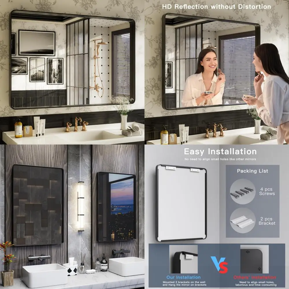 Черное зеркало для ванной комнаты ISKM на стену, 48 x 32, матовое черное косметическое зеркало в рамке, антикоррозийное закаленное стекло, висит горизонтально или вертикально 
Черное зеркало для ванной комнаты ISKM на стену, 48 x 32, матовое черное косметическое зеркало в рамке, антикоррозийное закаленное стекло, висит горизонтально или вертикально