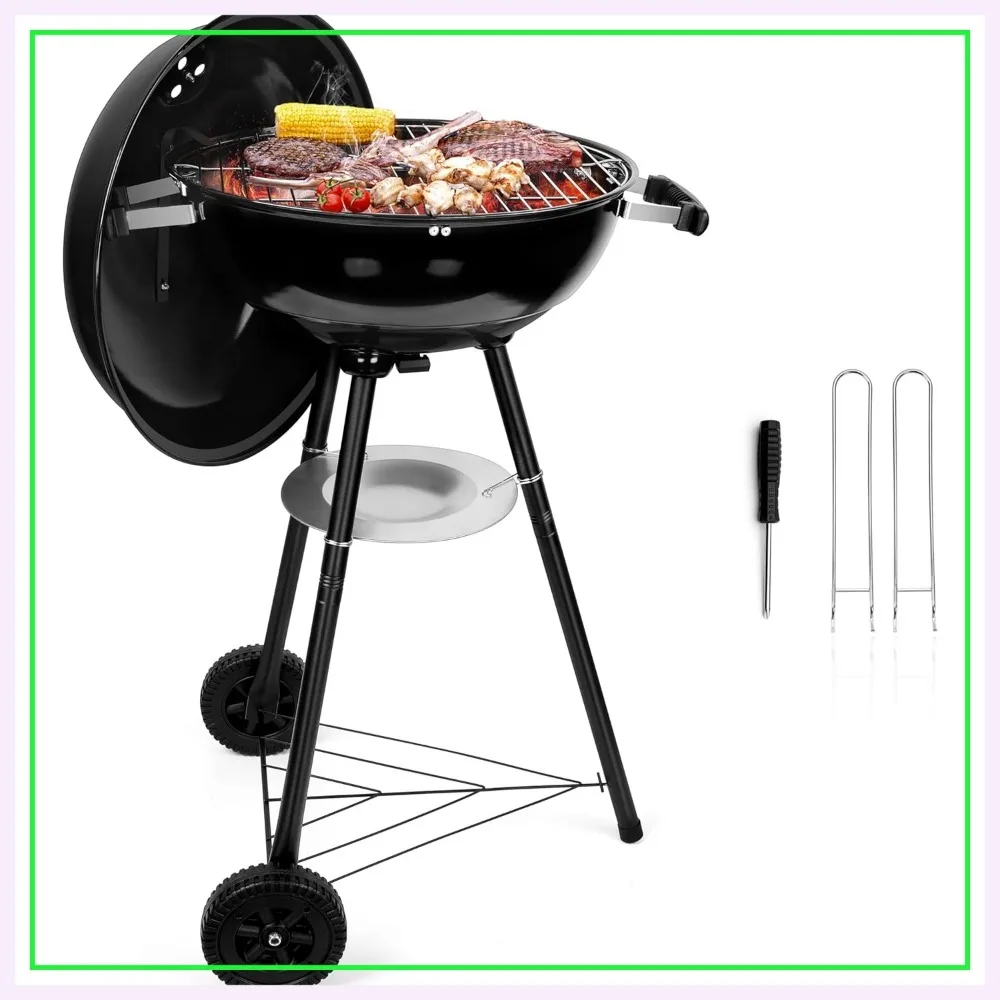 18 Inch Charcoal Grill, Black Kettle Outdoor Barbecue, 2-In-1 Portable BBQ with Wheels, 254 Sq.In Cooking Area
18 Inch Charcoal Grill, Black Kettle Outdoor Barbecue, 2-In-1 Portable BBQ with Wheels, 254 Sq.In Cooking Area