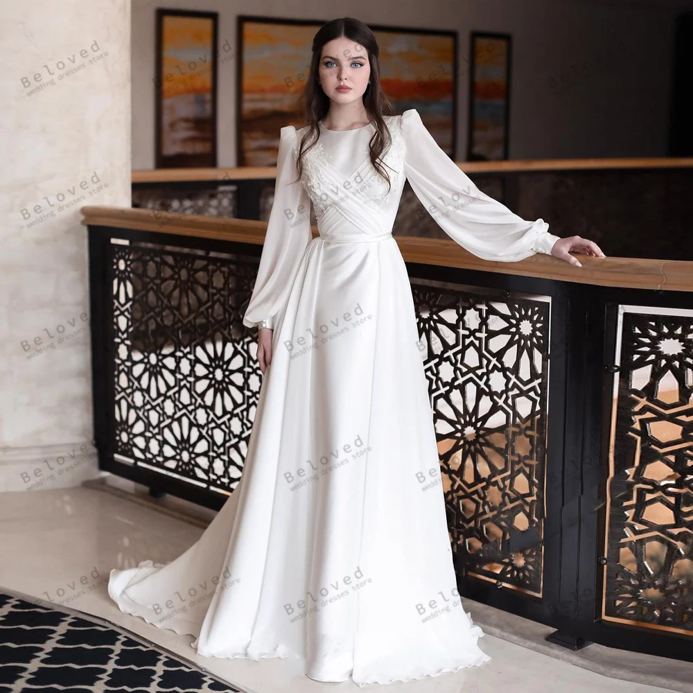 Modest Wedding Dresses A-Line Chiffon Tiered Bridal Gowns Long Puff Sleeves Robes For Formal Party Elegant Vestidos De Novia
Modest Wedding Dresses A-Line Chiffon Tiered Bridal Gowns Long Puff Sleeves Robes For Formal Party Elegant Vestidos De Novia