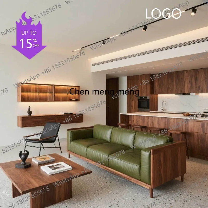 Log solid wood sofa New Chinese-style small apartment living room black walnut sofa Home leather sofa
Log solid wood sofa New Chinese-style small apartment living room black walnut sofa Home leather sofa