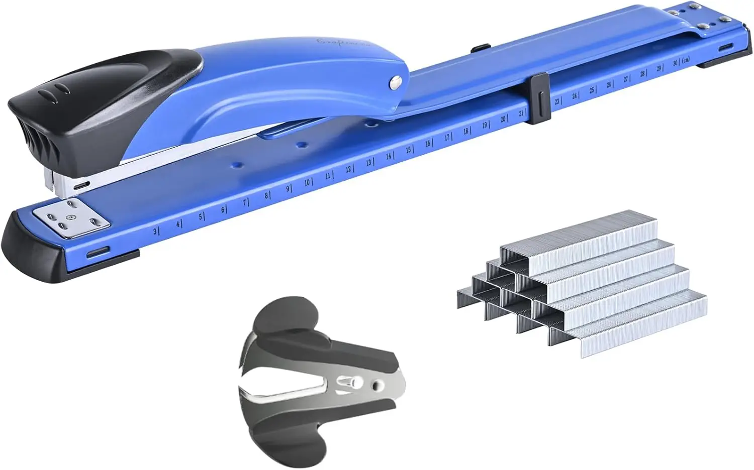 Long Reach Stapler with 2000 Staples & Remover, 25-Sheet Capacity, Built-in Ruler, Adjustable Paper Guide, Blue
Long Reach Stapler with 2000 Staples & Remover, 25-Sheet Capacity, Built-in Ruler, Adjustable Paper Guide, Blue