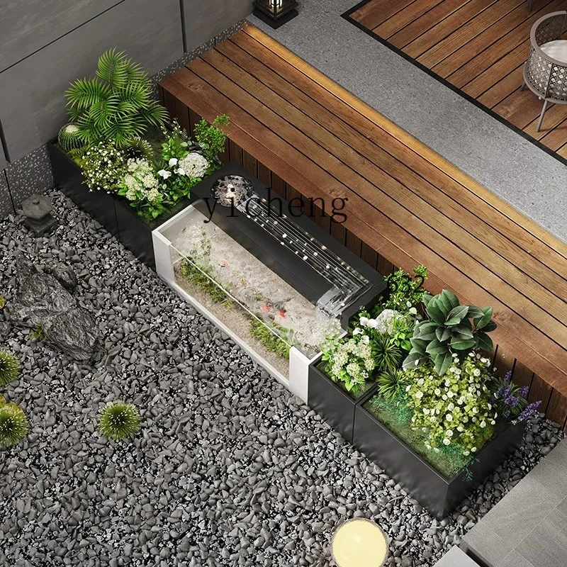 b7-Stainless steel fish pond metal glass villa rooftop courtyard outdoor indoor running water flower box fish tank combination
b7-Stainless steel fish pond metal glass villa rooftop courtyard outdoor indoor running water flower box fish tank combination