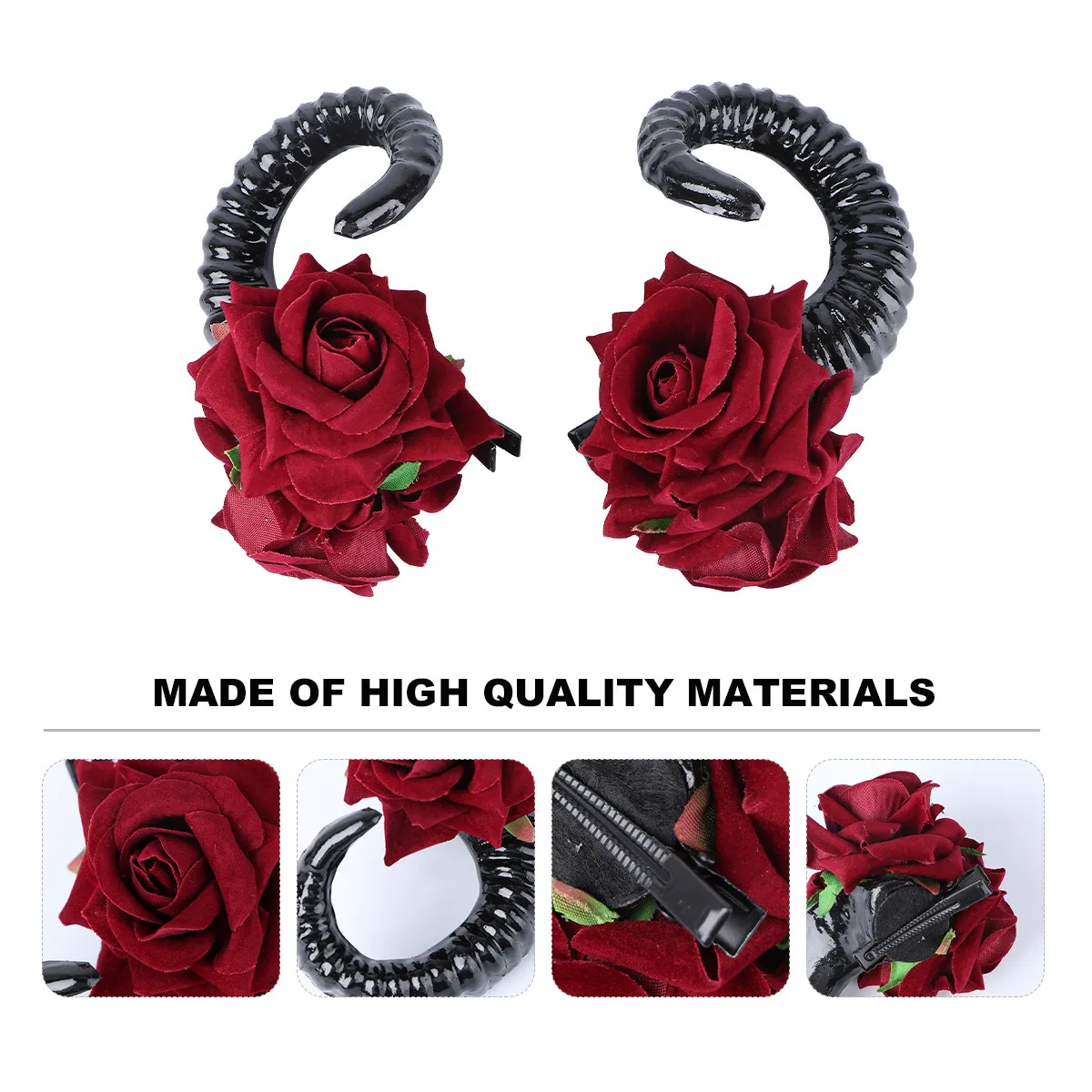 1Pair Sheep Horn Rose Bobby Pin Gothic Hair Ornament Exaggerated Hair Jewelry for Costumes Cosplay Festivals Halloween Party
1Pair Sheep Horn Rose Bobby Pin Gothic Hair Ornament Exaggerated Hair Jewelry for Costumes Cosplay Festivals Halloween Party