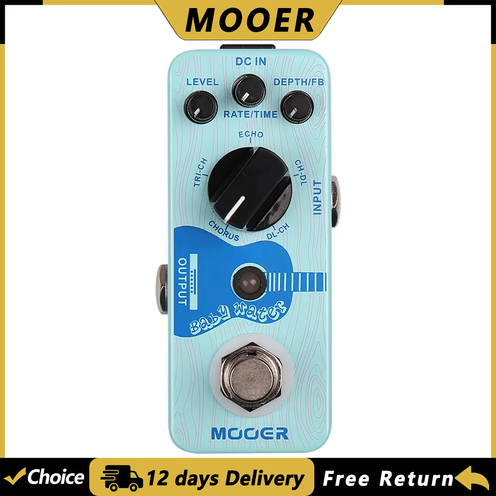 MOOER Baby Water Guitar Digital Delay & Chorus Pedal Acoustic Guitar Effect Pedal True Bypass Guitar Parts & Accessories
MOOER Baby Water Guitar Digital Delay & Chorus Pedal Acoustic Guitar Effect Pedal True Bypass Guitar Parts & Accessories