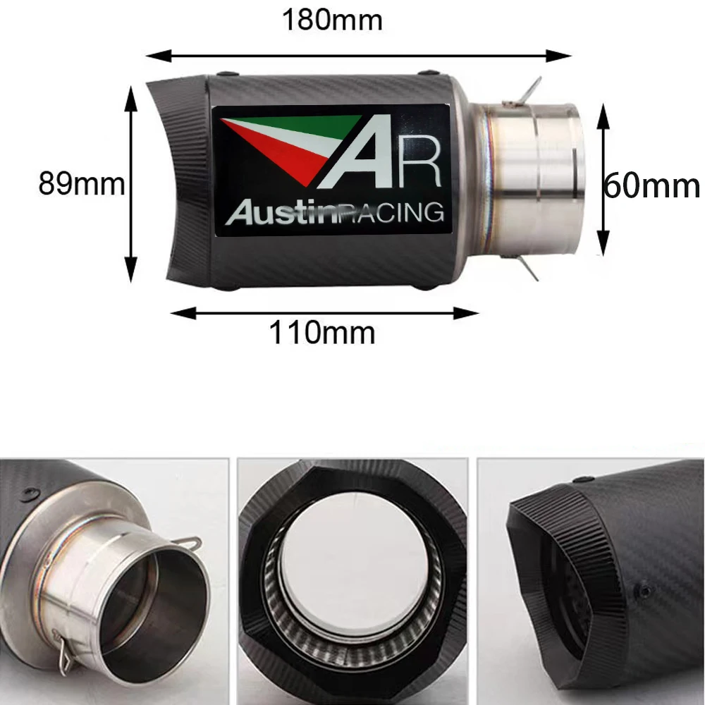 60mm AR motorcycle carbon brazed exhaust muffler with DB Killer fit motorcycle S1000RR S1000M R6 R11 CBR650 CBR1000R MT09 ZX10R
60mm AR motorcycle carbon brazed exhaust muffler with DB Killer fit motorcycle S1000RR S1000M R6 R11 CBR650 CBR1000R MT09 ZX10R