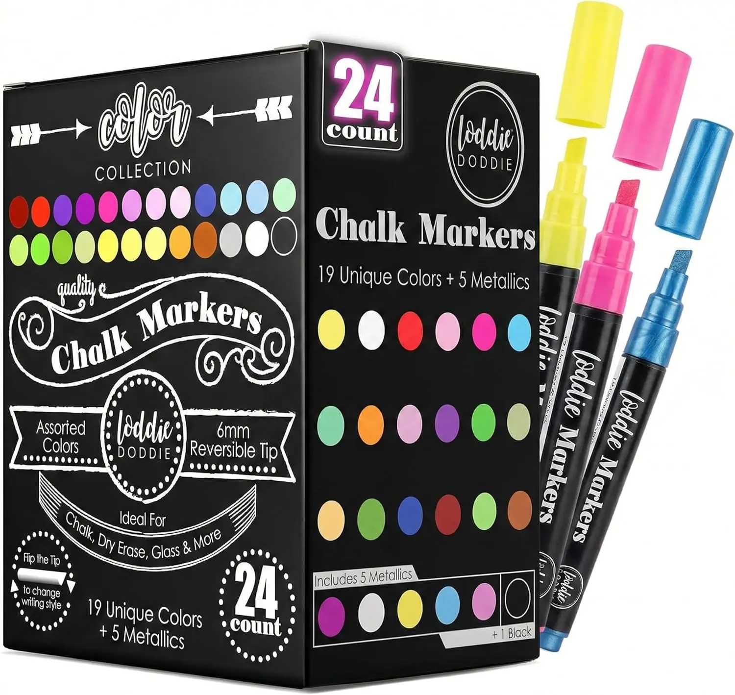 24-Pack Liquid Chalk Markers with Reversible Tips for Glass, Windows & Blackboards - Non-Toxic Art Pens
24-Pack Liquid Chalk Markers with Reversible Tips for Glass, Windows & Blackboards - Non-Toxic Art Pens