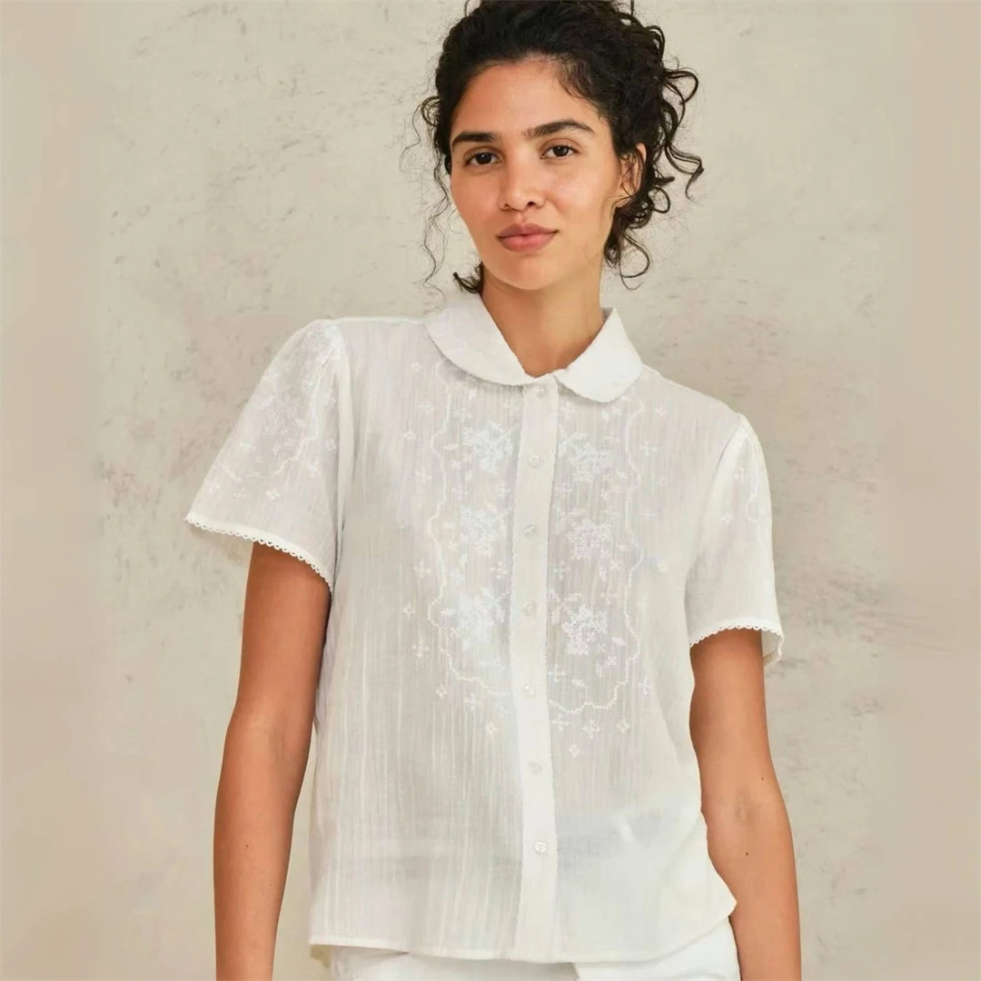 London Mab Pure Color Embroidery White Shirt New Inward Spring 26 Cotton French Style Loose Fit Slimming Effect
London Mab Pure Color Embroidery White Shirt New Inward Spring 26 Cotton French Style Loose Fit Slimming Effect