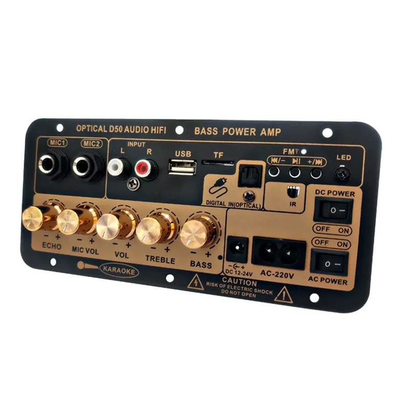 ABSQ-D50 Amplifier Board with Optical Audio Bluetooth AMP USB FM Radio TF Player DIY Audio Subwoofer for Home Car-EU Plug
ABSQ-D50 Amplifier Board with Optical Audio Bluetooth AMP USB FM Radio TF Player DIY Audio Subwoofer for Home Car-EU Plug