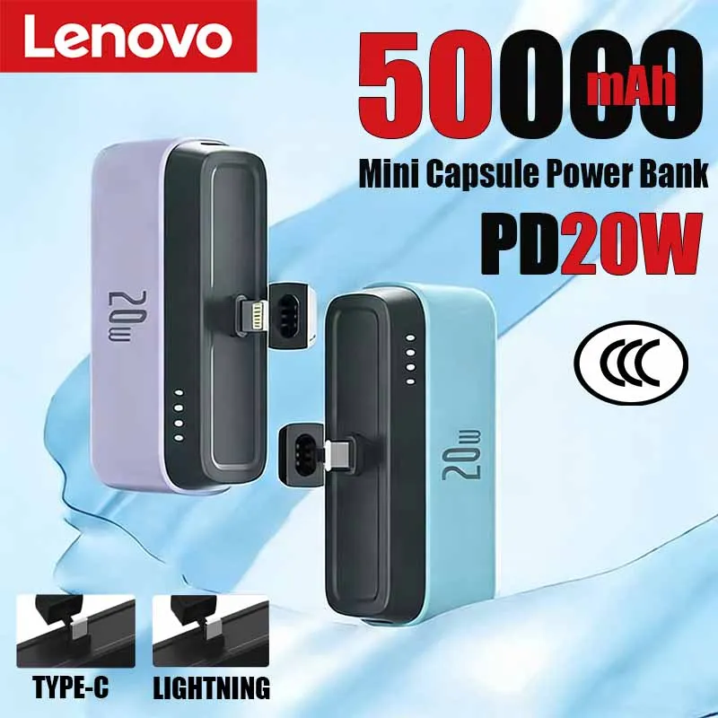 Lenovo 50000mAh Mini Power Bank PD 20W Fast Charging Portable External Battery Large Capacity Powerbank For iPhone Samsung
Lenovo 50000mAh Mini Power Bank PD 20W Fast Charging Portable External Battery Large Capacity Powerbank For iPhone Samsung