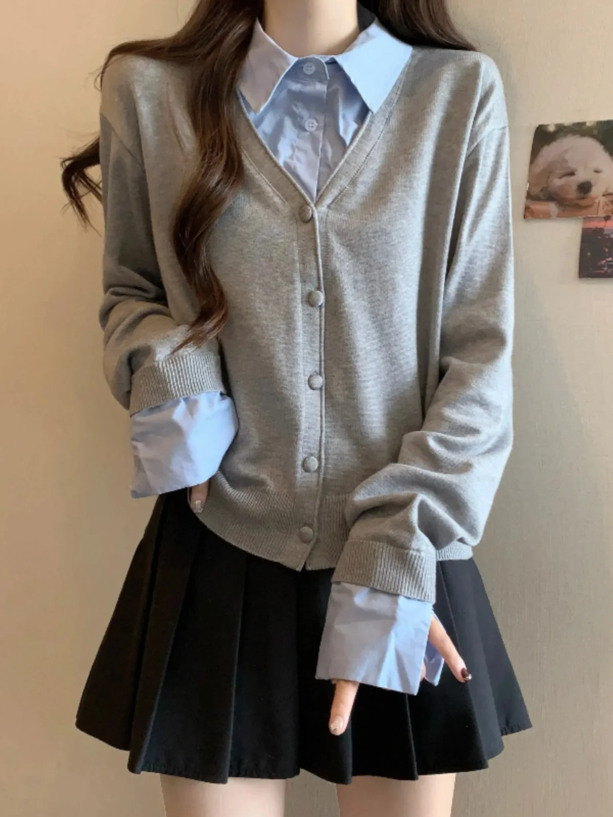 Gray System Fake Two-Piece Shirt Patchwork Knitted Sweater Women's Early Spring 2026 New Large Size Fat MM Matching Top
Gray System Fake Two-Piece Shirt Patchwork Knitted Sweater Women's Early Spring 2026 New Large Size Fat MM Matching Top