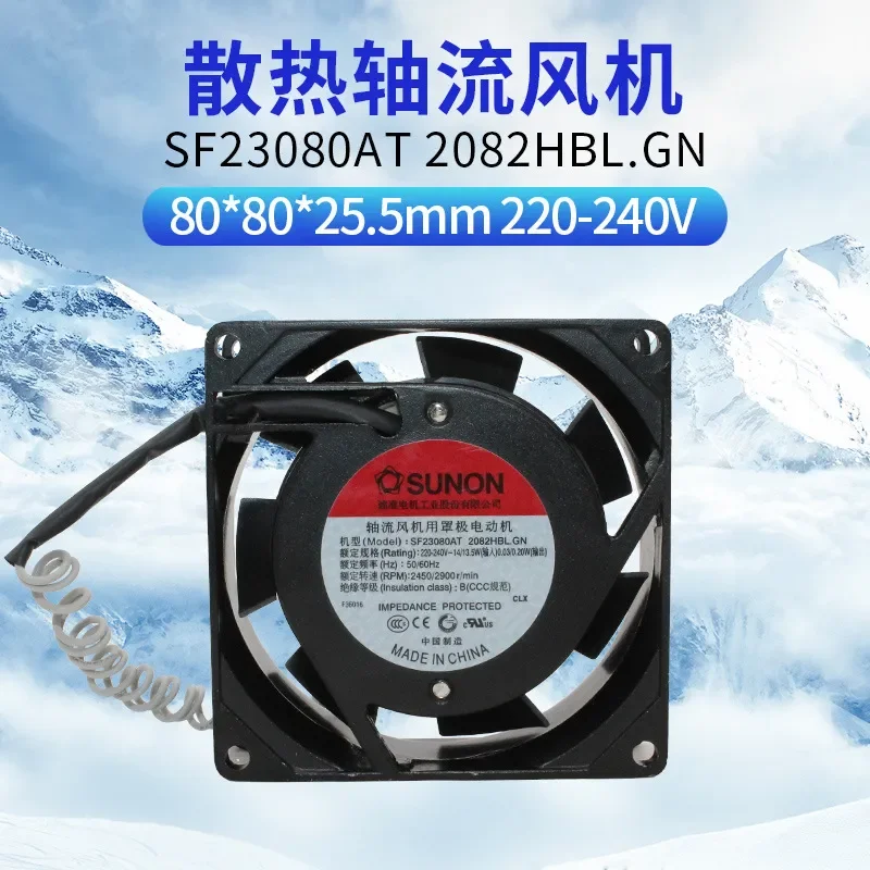 SUNON for SF23080AT 2082HBL.GN Cabinet Fan 80mm 8025 Ball Bearing 220V AC Axial Fan
SUNON for SF23080AT 2082HBL.GN Cabinet Fan 80mm 8025 Ball Bearing 220V AC Axial Fan