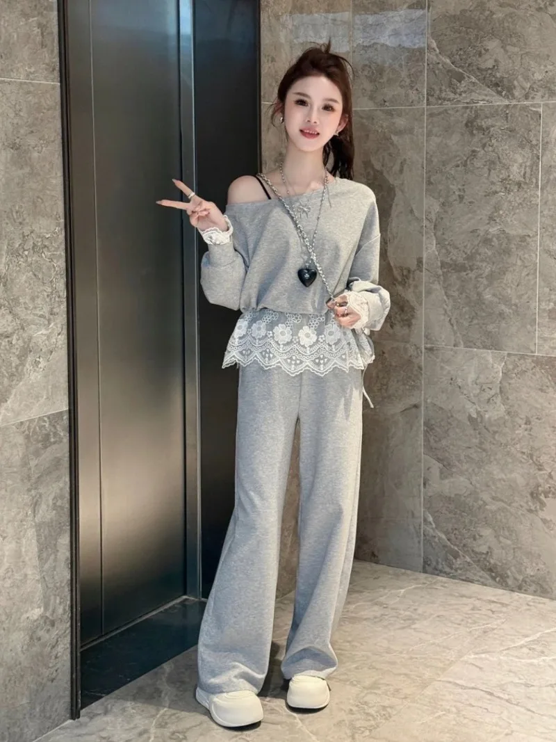 French Casual Suit Women's Spring Lace Off Shoulder Pullover High Waist Wide Leg Pants Two-piece Set Fashion Female Clothes
French Casual Suit Women's Spring Lace Off Shoulder Pullover High Waist Wide Leg Pants Two-piece Set Fashion Female Clothes
