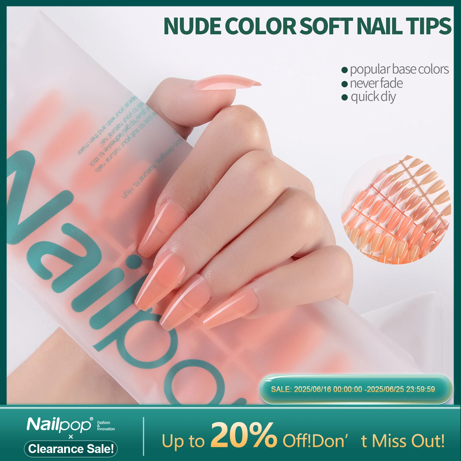 Nailpop Nude Color Acrylic Nails Tips Press on Coffin Almond Nail Extension Colorful Square Soft Gel Artificial Fingernails
Nailpop Nude Color Acrylic Nails Tips Press on Coffin Almond Nail Extension Colorful Square Soft Gel Artificial Fingernails