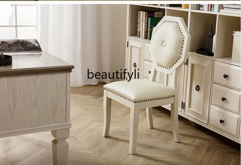 American Soft Bag Dining Chair Pull Buckle Soft Back Desk Chair Solid Wood Retro White Pastoral Furniture
American Soft Bag Dining Chair Pull Buckle Soft Back Desk Chair Solid Wood Retro White Pastoral Furniture