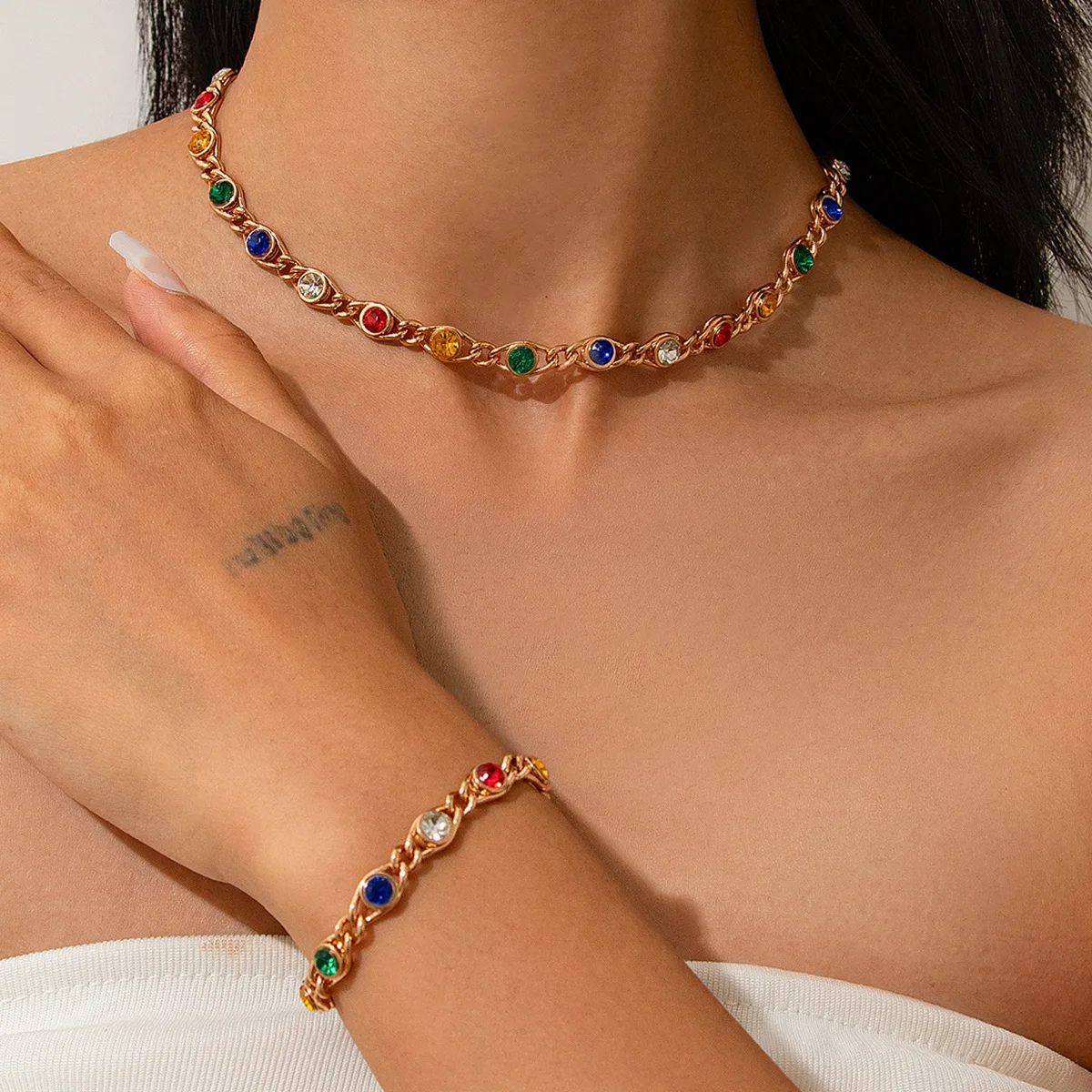 Crystal Bead Choker Necklace with Multicolor Rhinestone Patchwork Pendant Sleek Rustic Sweet Edgy Jewelry for Women Travel Gift
Crystal Bead Choker Necklace with Multicolor Rhinestone Patchwork Pendant Sleek Rustic Sweet Edgy Jewelry for Women Travel Gift