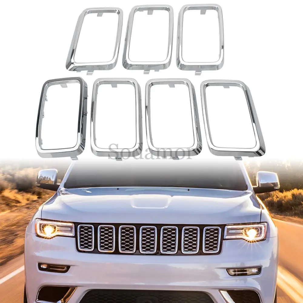 Для Jeep Grand Cherokee 2017-2021 гг. # 68317863AA Автомобильные аксессуары, 7 шт./компл., передняя решетка, вставленное кольцо, накладка из АБС-пластика, хром
Для Jeep Grand Cherokee 2017-2021 гг. # 68317863AA Автомобильные аксессуары, 7 шт./компл., передняя решетка, вставленное кольцо, накладка из АБС-пластика, хром