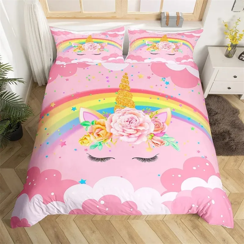 Cartoon Unicorn Duvet Cover Twin King Smiling Eyelash Rainbow Bedding Set For Kids Girls Microfiber Magical Animal Quilt Cover
Cartoon Unicorn Duvet Cover Twin King Smiling Eyelash Rainbow Bedding Set For Kids Girls Microfiber Magical Animal Quilt Cover