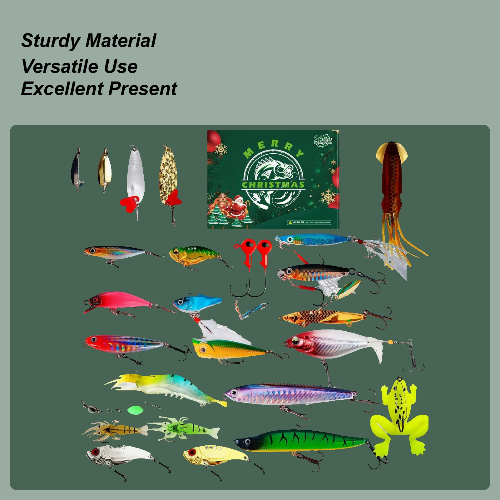 Рыболовный обратный отсчет, 24-дневный рыболовный календарь, рождественские приключенческие приманки для окуня для пресной воды, соленой рыбалки, взрослых, мужчин, мальчиков-подростков
Рыболовный обратный отсчет, 24-дневный рыболовный календарь, рождественские приключенческие приманки для окуня для пресной воды, соленой рыбалки, взрослых, мужчин, мальчиков-подростков