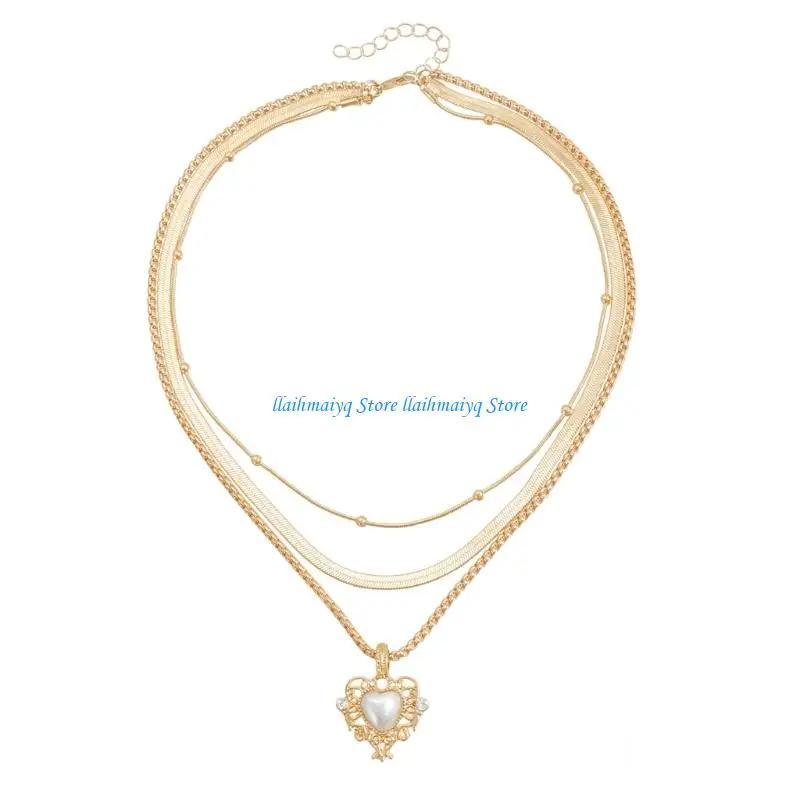 573B Retro Gold Necklace Multiple Layer Heart Charm for Casual or Formal Occasions
573B Retro Gold Necklace Multiple Layer Heart Charm for Casual or Formal Occasions