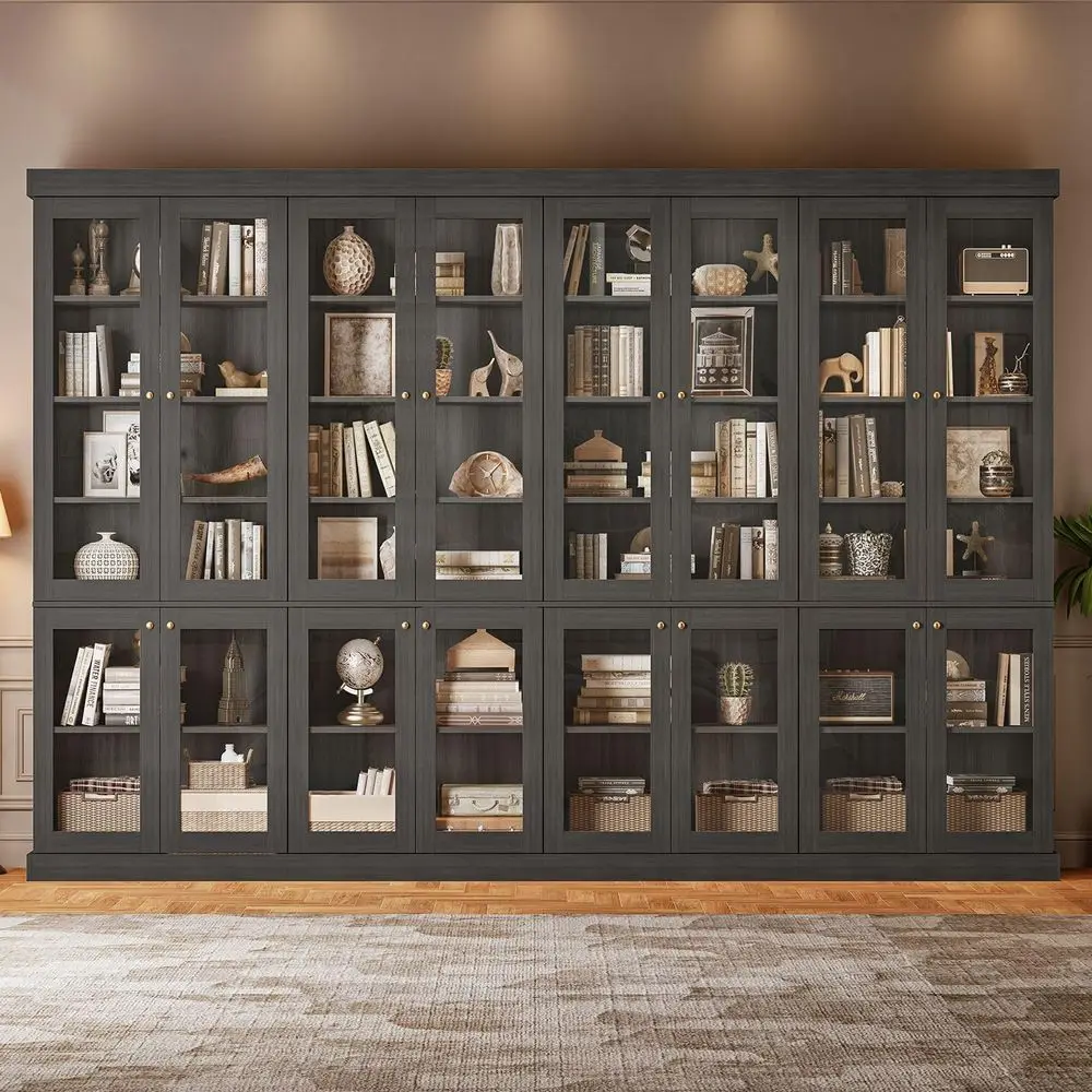 70.8 Tall Glass Door Bookcase, 6-Tier Adjustable Shelves, Large Storage Cabinet for Living Room & Home Office, Set of 2, Black
70.8 Tall Glass Door Bookcase, 6-Tier Adjustable Shelves, Large Storage Cabinet for Living Room & Home Office, Set of 2, Black