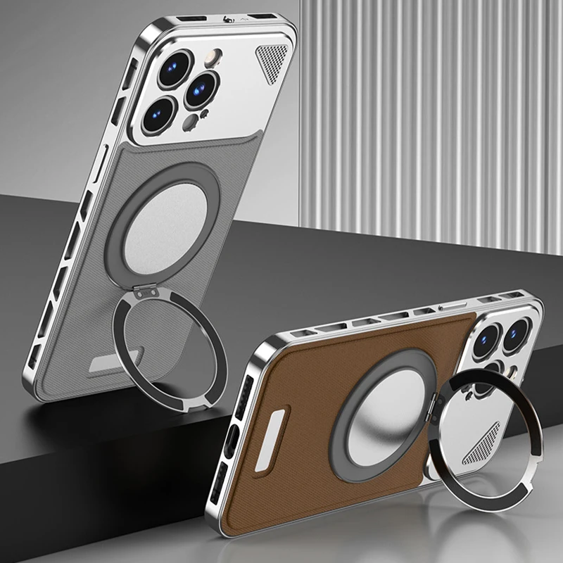 Aluminum Alloy leather 2-in-1 Phone Case,For iPhone 16 14 15 Pro Max Magnetic Rotating Bracket Anti Drop Protection Back Cover
Aluminum Alloy leather 2-in-1 Phone Case,For iPhone 16 14 15 Pro Max Magnetic Rotating Bracket Anti Drop Protection Back Cover