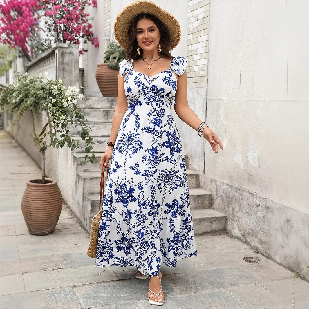 Plus Size Floral Print Maxi Dress with Waist Define Oversized Square Neck Strapless Sleeveless Summer Dress for Women
Plus Size Floral Print Maxi Dress with Waist Define Oversized Square Neck Strapless Sleeveless Summer Dress for Women