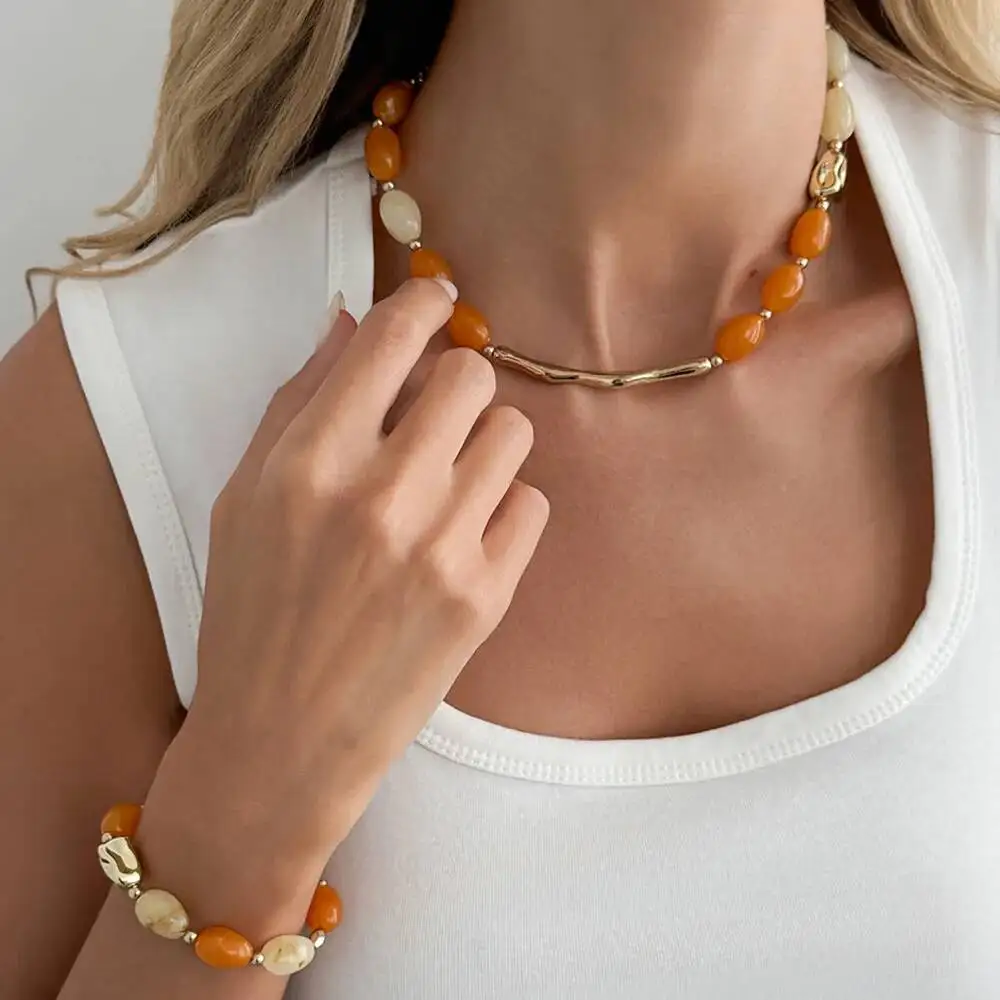 KunJoe 2 Styles Bohemian CCB Resin Beads Choker Necklace Bracelet Set for Women Vintage Y2K Clavicle Chain Bangles Charm Jewelry
KunJoe 2 Styles Bohemian CCB Resin Beads Choker Necklace Bracelet Set for Women Vintage Y2K Clavicle Chain Bangles Charm Jewelry