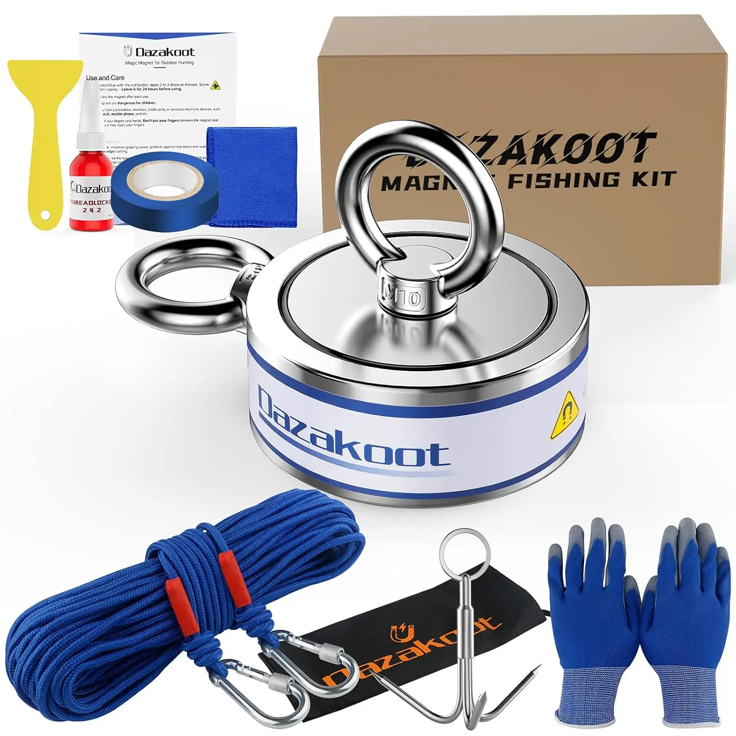 1250LBS Double-Sided Fishing Magnet Kit with 100FT Rope, Gloves & Accessories for Treasure Hunting
1250LBS Double-Sided Fishing Magnet Kit with 100FT Rope, Gloves & Accessories for Treasure Hunting