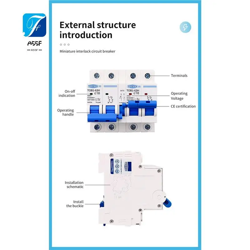 A55F-TOMZN 2P + 2P MTS TOMZN AC Dual Power Ручной резервный выключатель Автоматический выключатель MCB 50 Гц/60 Гц
A55F-TOMZN 2P + 2P MTS TOMZN AC Dual Power Ручной резервный выключатель Автоматический выключатель MCB 50 Гц/60 Гц