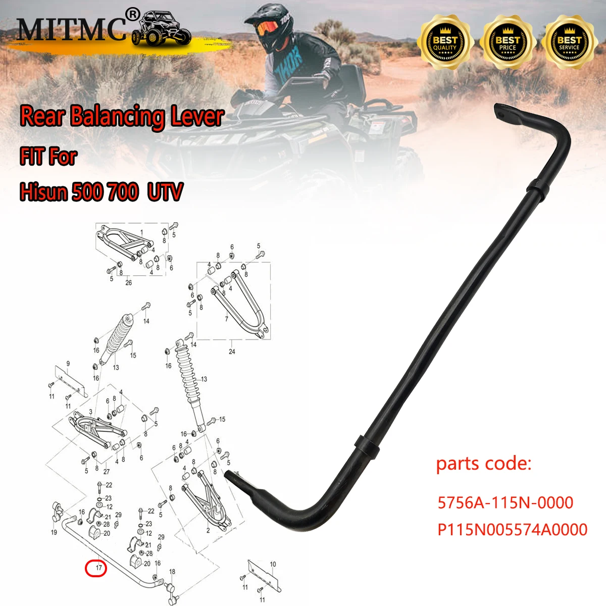 Rear Balancing Lever For Hisun 500 700 UTV 5756A-115N-0000 P115N005574A0000
Rear Balancing Lever For Hisun 500 700 UTV 5756A-115N-0000 P115N005574A0000