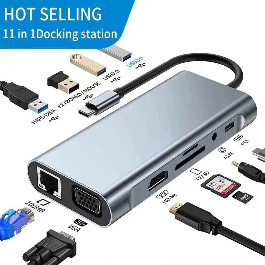 Док-станция USB C 11 в 1 с 4K UHD + VGA + PD + USB + устройство чтения карт TF/SD + 3,5 мм + Ethernet 100 Мбит/с, совместимая с Macbook Pro/Air
Док-станция USB C 11 в 1 с 4K UHD + VGA + PD + USB + устройство чтения карт TF/SD + 3,5 мм + Ethernet 100 Мбит/с, совместимая с Macbook Pro/Air