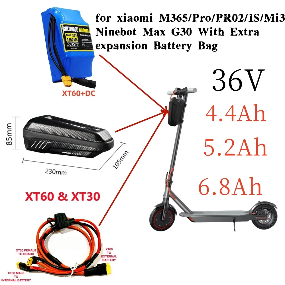 36V 4.4Ah/5.2Ah/6.8Ah Expandable Li-ion Battery Kit with Bag, for XiaoMi M365 1s Pro/Mi3/Ninebot Max G30 .
36V 4.4Ah/5.2Ah/6.8Ah Expandable Li-ion Battery Kit with Bag, for XiaoMi M365 1s Pro/Mi3/Ninebot Max G30 .