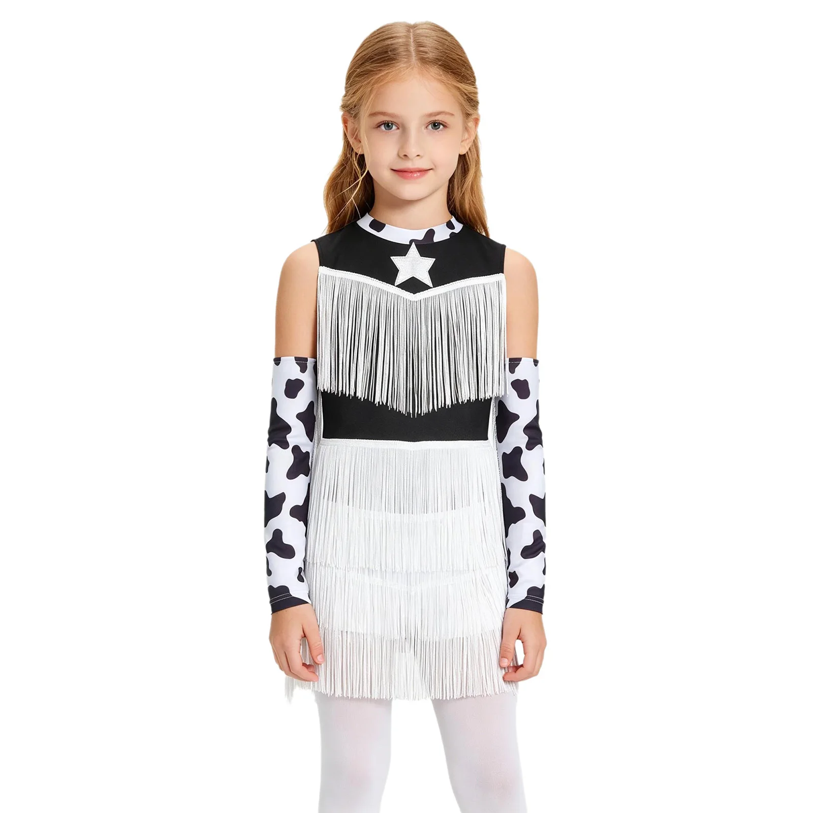 Костюм для латиноамериканских танцев для девочек: боди с бахромой, платье с бахромой, перчатки с бахромой, костюм ковбойки на Хэллоуин
Костюм для латиноамериканских танцев для девочек: боди с бахромой, платье с бахромой, перчатки с бахромой, костюм ковбойки на Хэллоуин