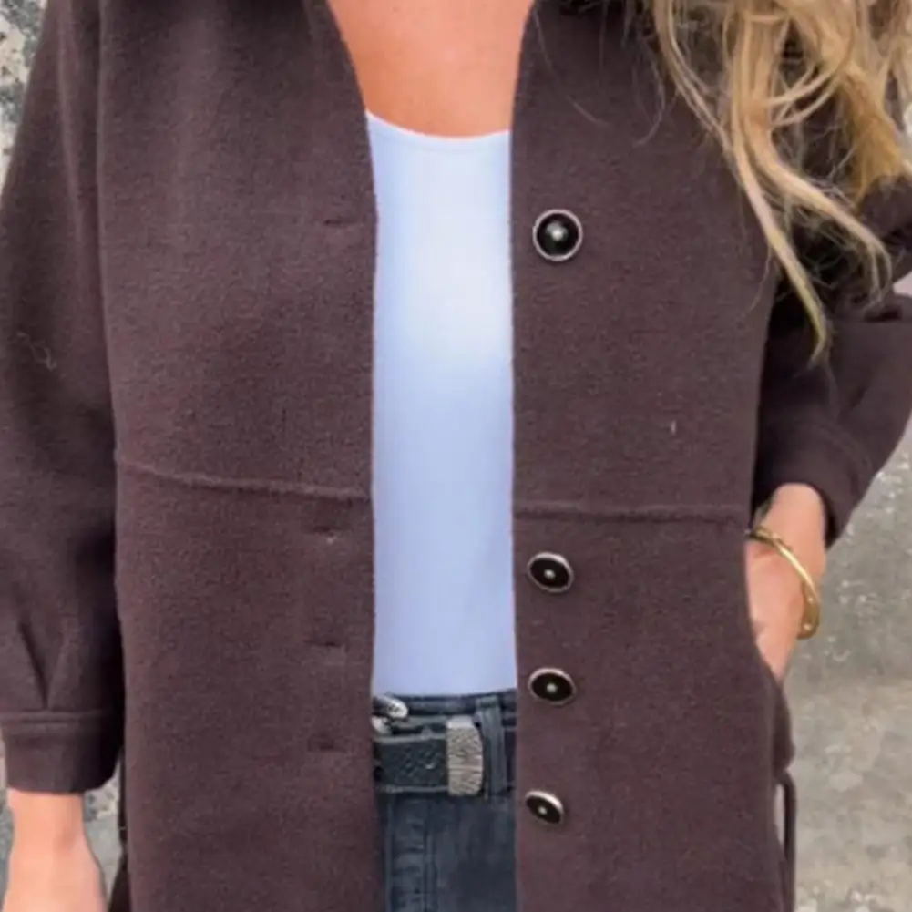 Women Loose-fitting Jacket Stylish Single-breasted Women's Coat with Turn-down Collar Long Sleeves Solid Color Cardigan for Fall
Women Loose-fitting Jacket Stylish Single-breasted Women's Coat with Turn-down Collar Long Sleeves Solid Color Cardigan for Fall
