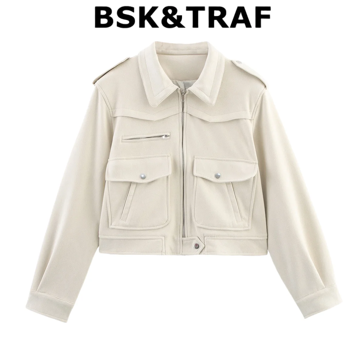 BSK&TRAF Women's 2025 New Commuter All-match Lapel Long-sleeved Suede Jacket Coat Casual Double Pocket Decoration
BSK&TRAF Women's 2025 New Commuter All-match Lapel Long-sleeved Suede Jacket Coat Casual Double Pocket Decoration