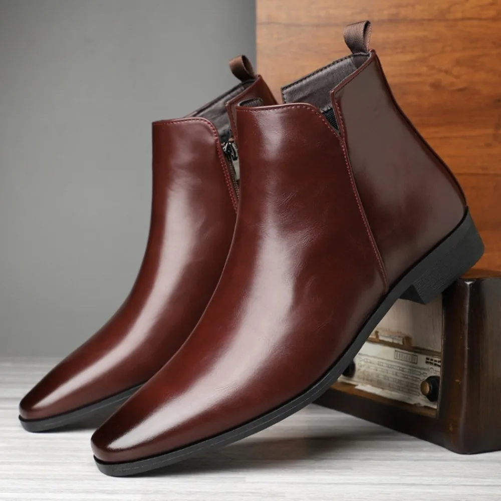 Men's Short Boots Autumn and Winter New Zipper Chelsea Boots Pointed High-top Leather Boot Men British Mid Top Leather Shoes
Men's Short Boots Autumn and Winter New Zipper Chelsea Boots Pointed High-top Leather Boot Men British Mid Top Leather Shoes