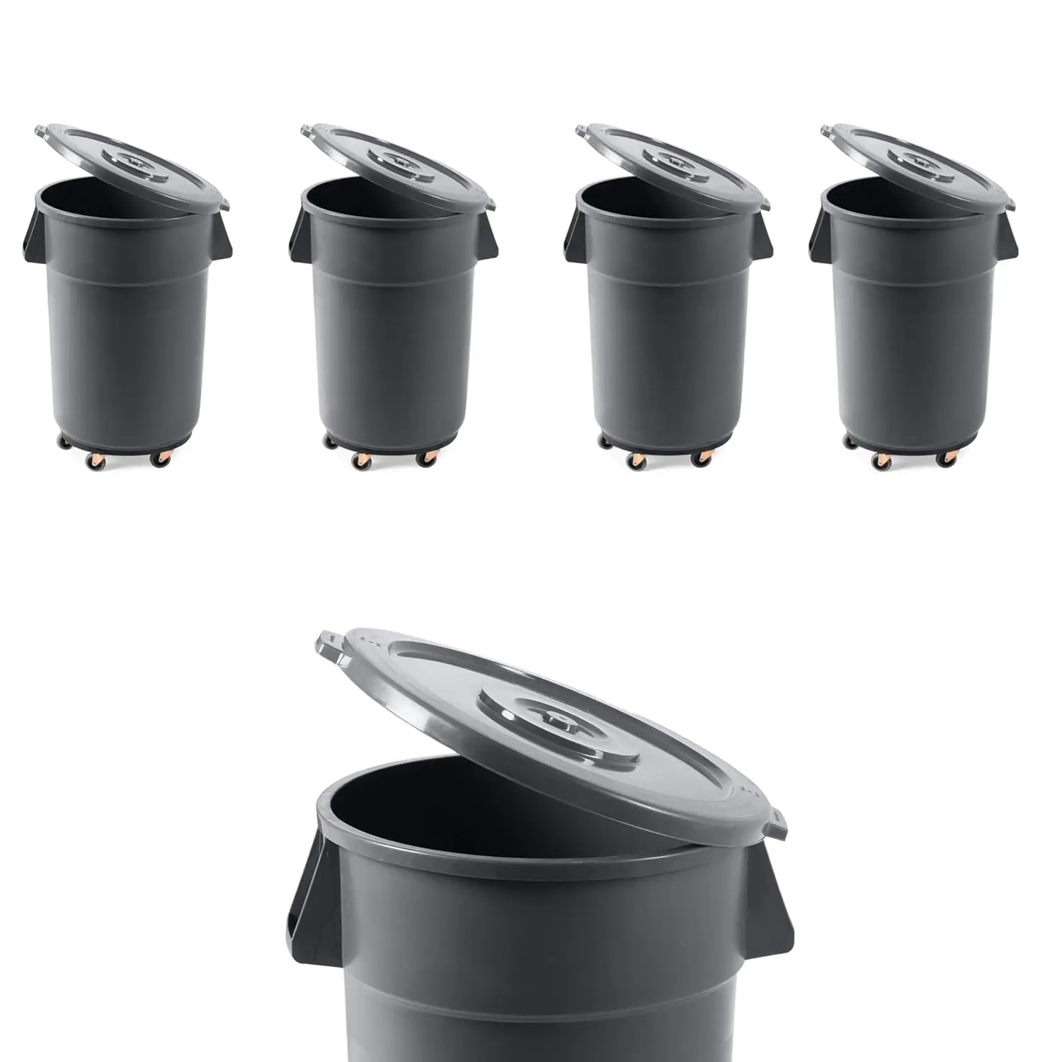 5 Pack 44 Gallon Gray Round Commercial Trash Can With Lid And Dolly / Ingredient Bin Recycling Bin Kitchen Garbage Can, Custom
5 Pack 44 Gallon Gray Round Commercial Trash Can With Lid And Dolly / Ingredient Bin Recycling Bin Kitchen Garbage Can, Custom