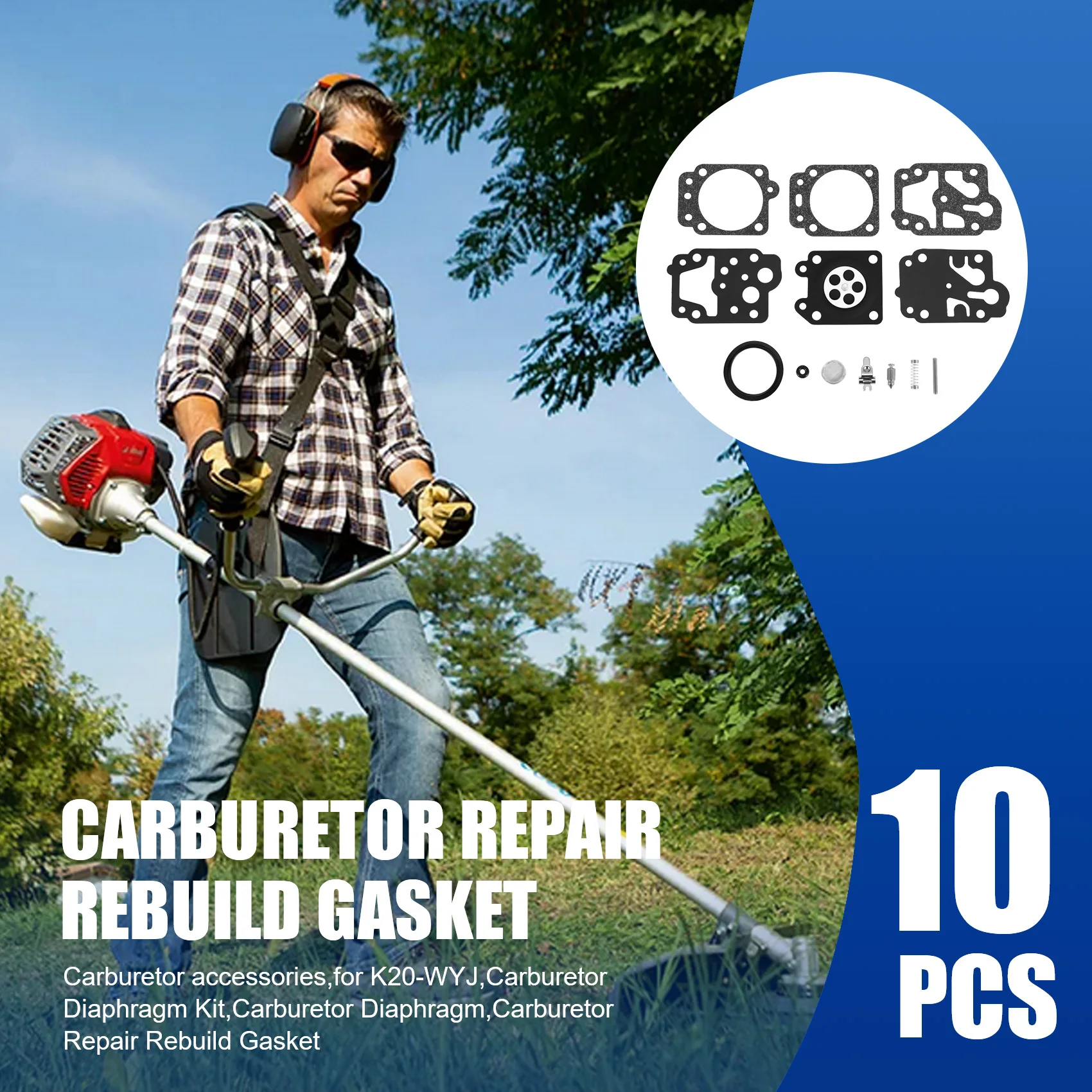 10Pcs Carburetor Repair Rebuild Gasket Needle Kit for Walbro K20-WYJ Echo Husqvarna Toro Ryobi Honda Homelite Trimmer HOT
10Pcs Carburetor Repair Rebuild Gasket Needle Kit for Walbro K20-WYJ Echo Husqvarna Toro Ryobi Honda Homelite Trimmer HOT