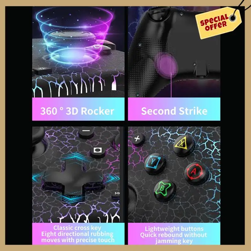 Стильная беспроводная игровая консоль + приемник + подставка для коммутатора/Android/Ios/ПК 6-осегиро высокоточный джойстик RGB Bluetooth геймпад Du
Стильная беспроводная игровая консоль + приемник + подставка для коммутатора/Android/Ios/ПК 6-осегиро высокоточный джойстик RGB Bluetooth геймпад Du