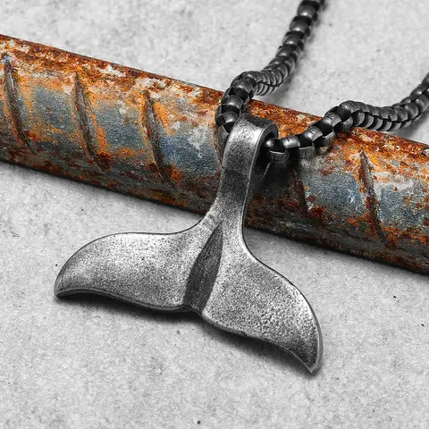 Vintage Whale Tail Stainless Steel Men Women Necklace Pendant Retro Chain Punk Hiphop For Male Accessories Gift Wholesale