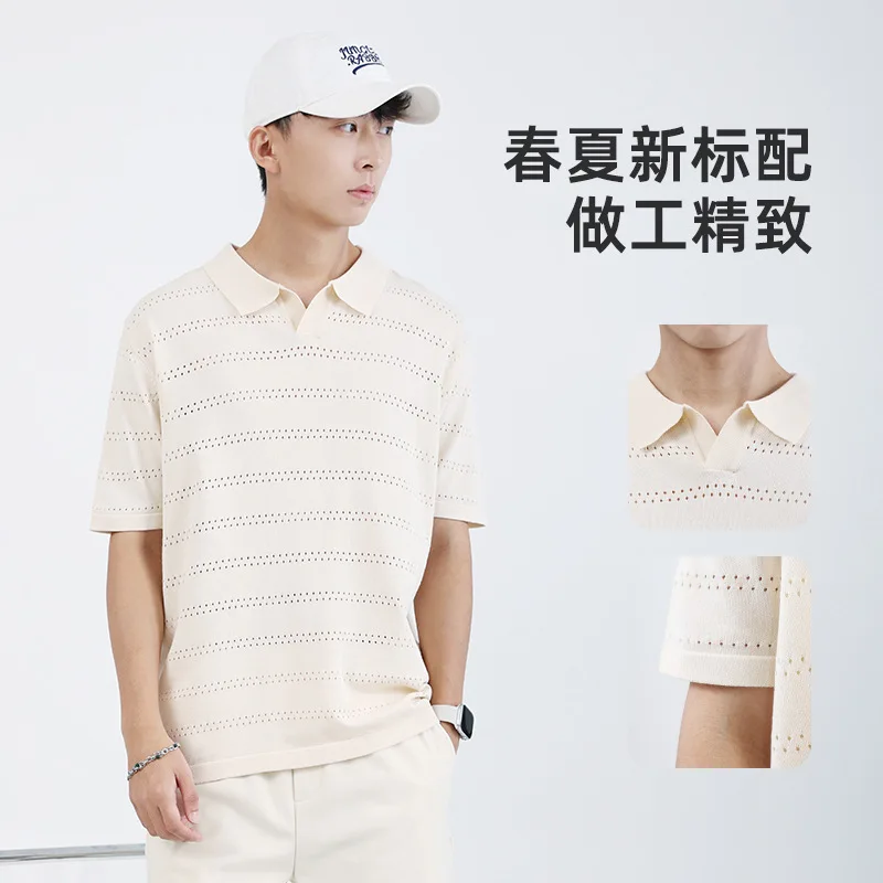 Lightweight Silk Knit Short Sleeve Polo Shirt with Collar for Men, Offering A High-end Feel Suitable for Summer Business Wear
Lightweight Silk Knit Short Sleeve Polo Shirt with Collar for Men, Offering A High-end Feel Suitable for Summer Business Wear