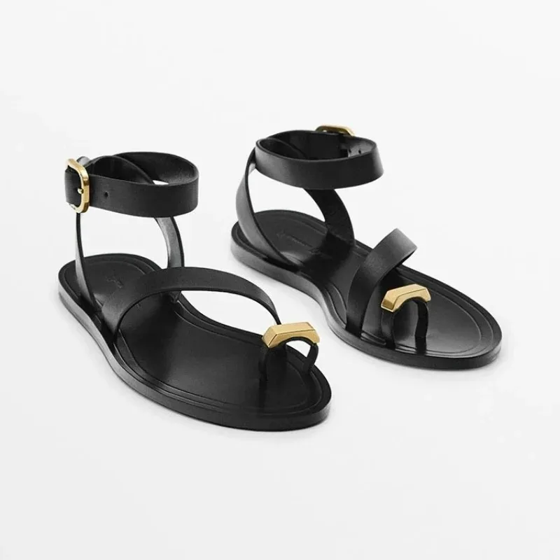 Spring and summer new women's shoes real belt buckle straight strap European and American toe set Roman style flat sandals
Spring and summer new women's shoes real belt buckle straight strap European and American toe set Roman style flat sandals