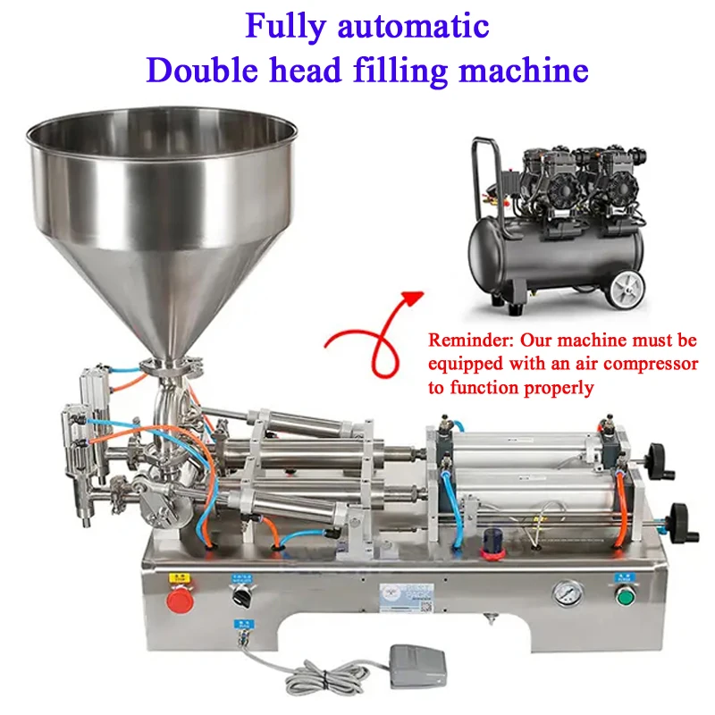PBOBP Commercial Pneumatic Paste Filling Machine, Stainless Steel Double Head Milk Honey Filling Machine
PBOBP Commercial Pneumatic Paste Filling Machine, Stainless Steel Double Head Milk Honey Filling Machine